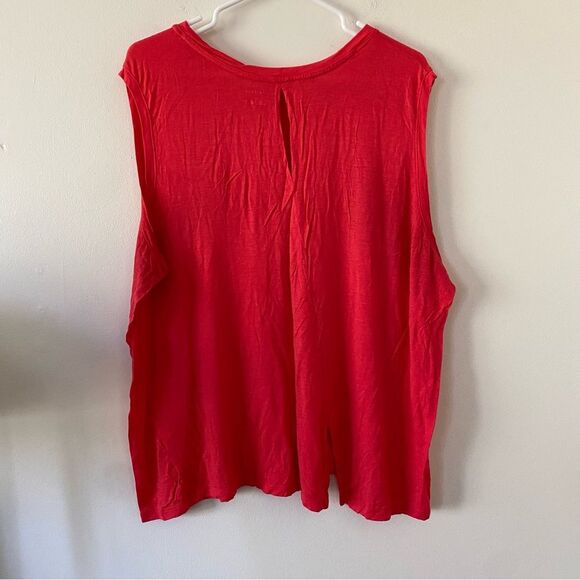 Halogen Sleeveless Split Back Lightweight Tank Coral Red Size 3x - Picture 4 of 8